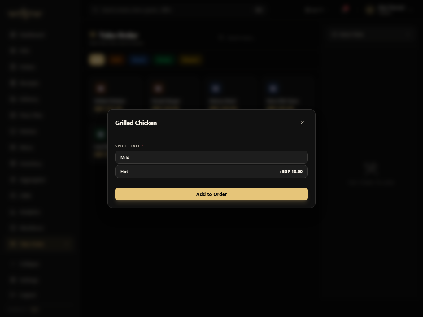 Waiter and QR Ordering screen